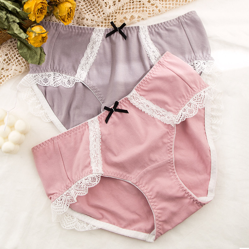 大码内裤女 中腰三角胖MM200斤透气纯棉甜美蕾丝边少女包臀高开叉,淘宝优惠券,粉丝福利购,淘宝优惠卷