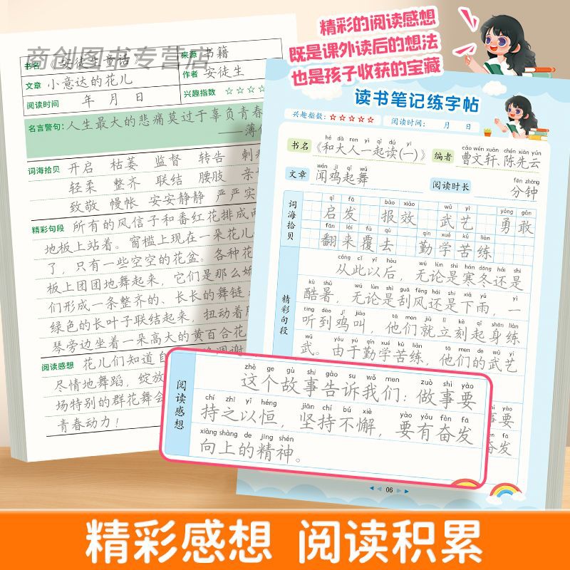 读书笔记练字帖人教版同步快乐读书吧好词好句摘抄楷书字帖小学生一二三四五六年级作文素材积累硬笔书法临摹控笔训练田字格练字本 - 图2