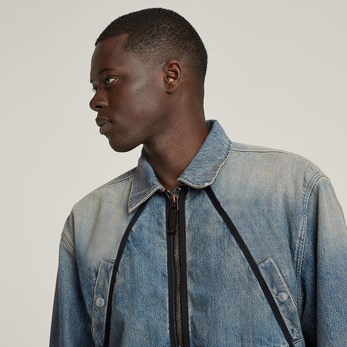 G-STAR RAW男士春秋牛仔外套拉链美式帅气大口袋时髦夹克D26180 - 图1