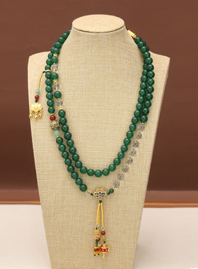 玛瑙斜挎链项链女长款民族风