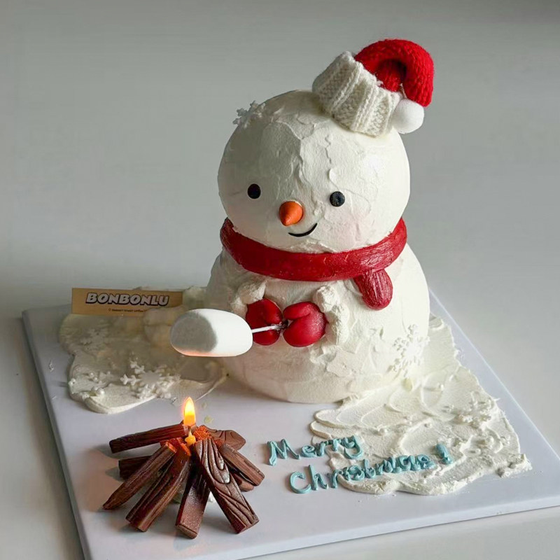 网红ins风圣诞节日蛋糕装饰圣诞雪人氛围感DIY摆件烤棉花创意造型,淘宝优惠券,粉丝福利购,淘宝优惠卷