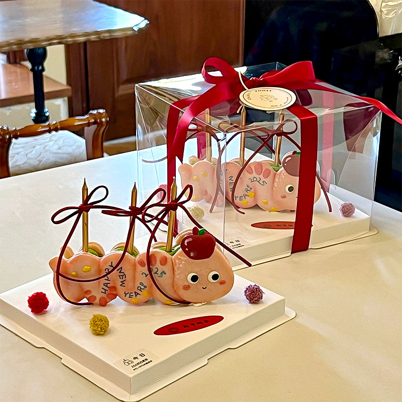 卡通手绘蛇年DIY双层夹心饼干甜品蛋糕多巴胺小旗插件插牌雨丝,淘宝优惠券,粉丝福利购,淘宝优惠卷