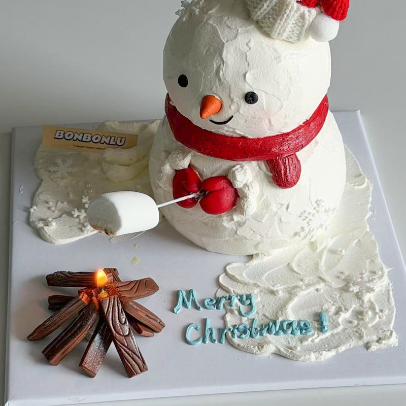 网红ins风圣诞节日蛋糕装饰圣诞雪人氛围感DIY摆件烤棉花创意造型,淘宝优惠券,粉丝福利购,淘宝优惠卷