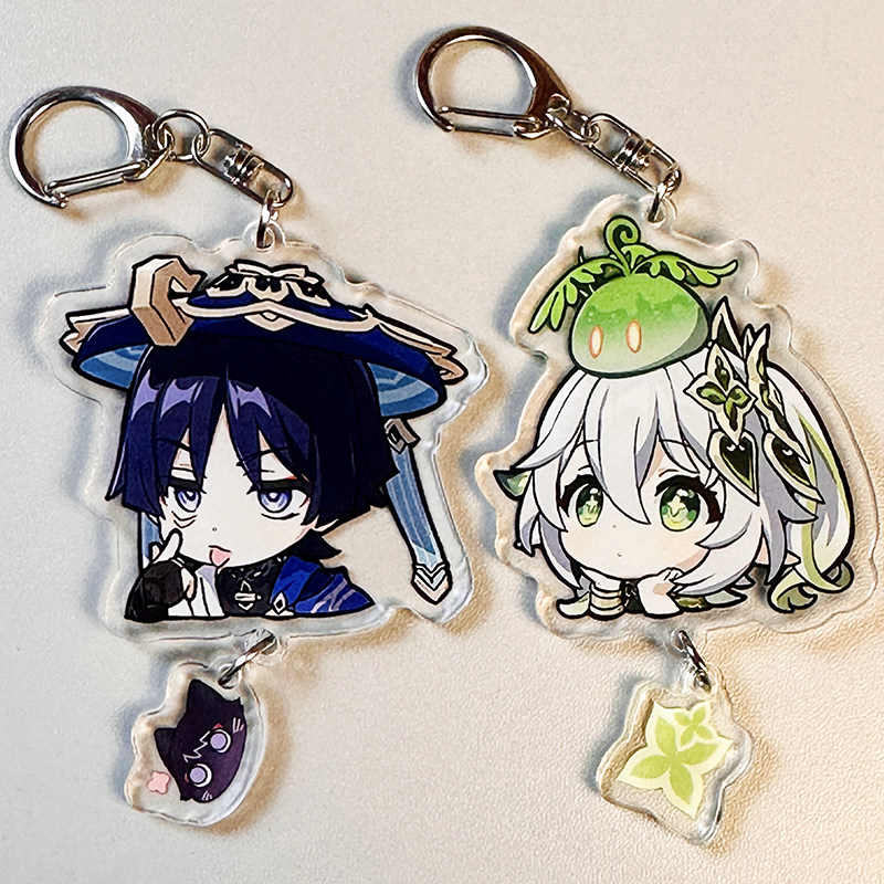 原神周边挂件芙宁娜那维莱特胡桃纳西妲雷电将军魈钟离可莉钥匙扣