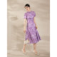 Art department wear pink and blue wardrobe 2026 summer new style moire purple dream geometric art print short-sleeved dress
