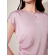 Pink and blue wardrobe 2026 summer new style satin oriental elegant rhyme pleated elegant cap-sleeved shirt for women