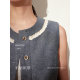 BBLLUUEE Pink Blue Wardrobe 2026 Spring New Cotton and Linen Splicing Sleeveless Vest Jacket Women
