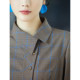 Retro yarn-dyed houndstooth pattern A-line skirt