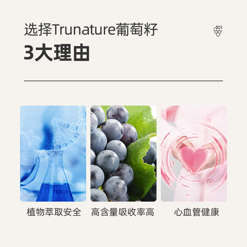 美国直邮 Trunature 浓缩葡萄籽红酒精华白藜芦醇胶囊加强版140粒 - 图1