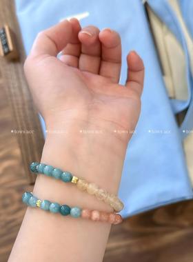 新中式国风天然黄水晶双圈手链