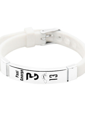 乔治可调节大小表带硅胶手镯环圈激光雕刻金属扣蓝球运动腕带饰品