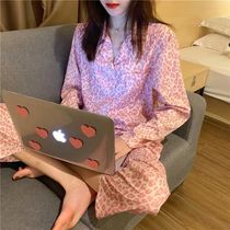 Autumn Winter new 2023 Korean version relaxed BAO WEN Sleeping clothes Home Suit Women Casual Blouse Trousers Two Sets