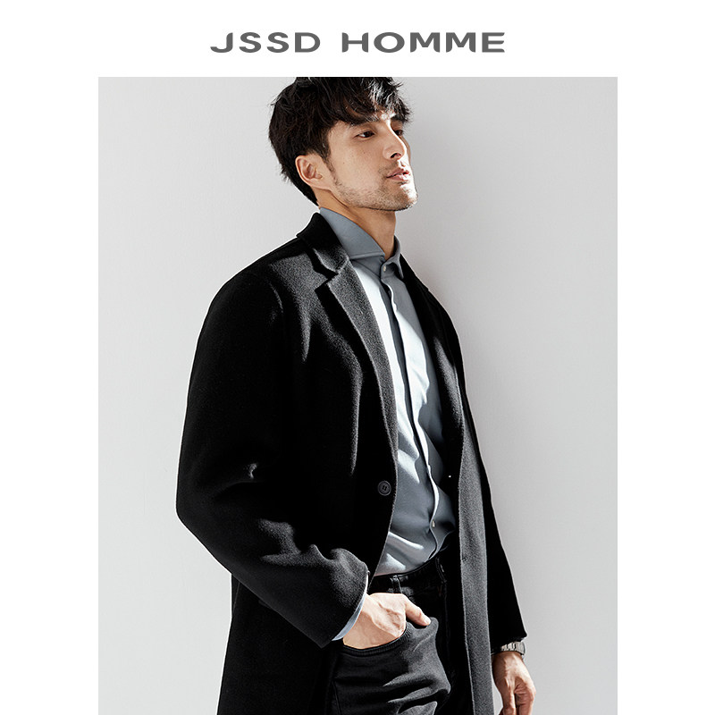 JSSD HOMME 冬季新款双面呢纯羊毛大衣男款中长款毛呢大衣外套男,淘宝优惠券,粉丝福利购,淘宝优惠卷