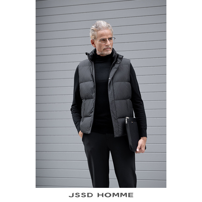 JSSD HOMME 冬季新款白鹅绒通勤立领羽绒马甲男羽绒服男士外套男,淘宝优惠券,粉丝福利购,淘宝优惠卷