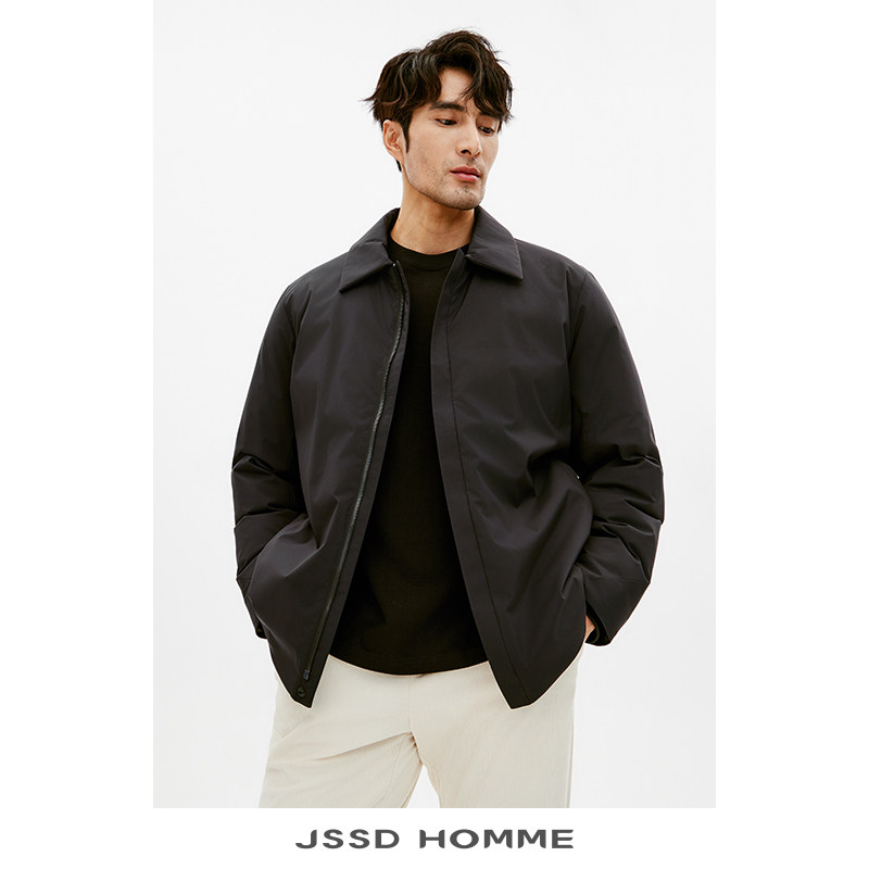 JSSD HOMME 日企面料白鹅绒男士羽绒服商务通勤翻领羽绒服男外套