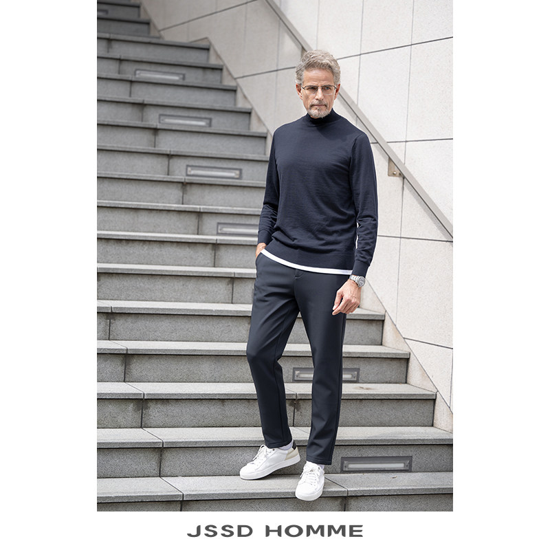 JSSD HOMME 男士羊毛衫秋冬新款圆领长袖针织衫纯羊毛半高领毛衣,淘宝优惠券,粉丝福利购,淘宝优惠卷
