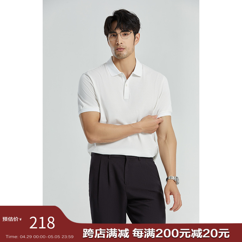 JSSD HOMME 夏季匹马棉短袖POLO衫男2024新款男士短袖翻领T恤男款 - 图0