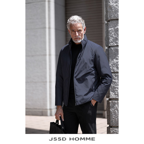 JSSD HOMME 冬季男士白鹅绒外套男士新款通勤立领羽绒服外套男款 - 图1