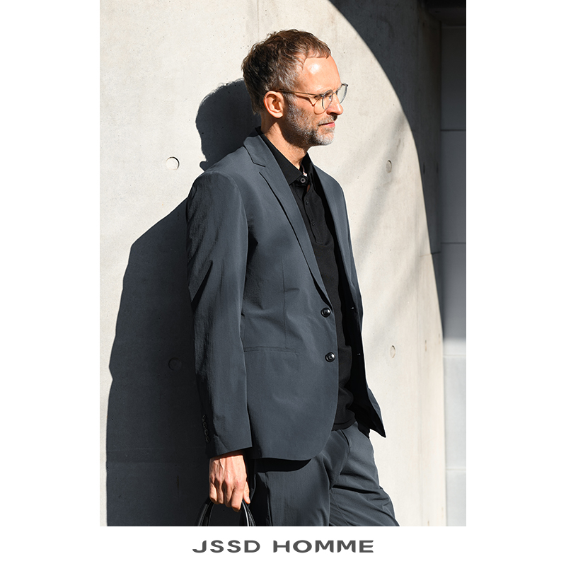 JSSD HOMME 2024春季新款免烫男士西装速干四面弹休闲平驳领西服