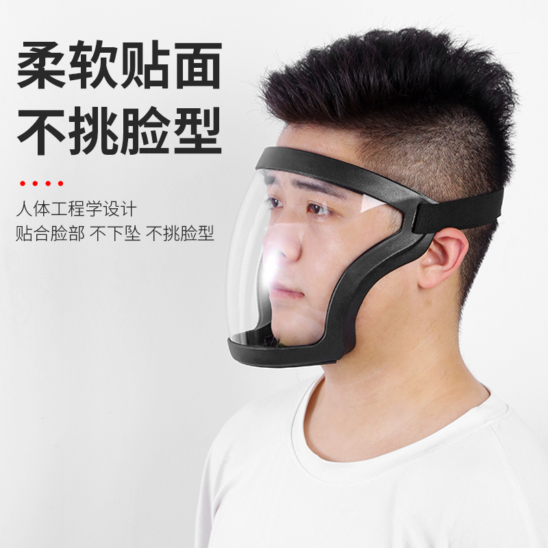 防护面罩高透明全脸头罩粉尘防尘防毒防雾打农药面具防护罩护面罩 - 图0