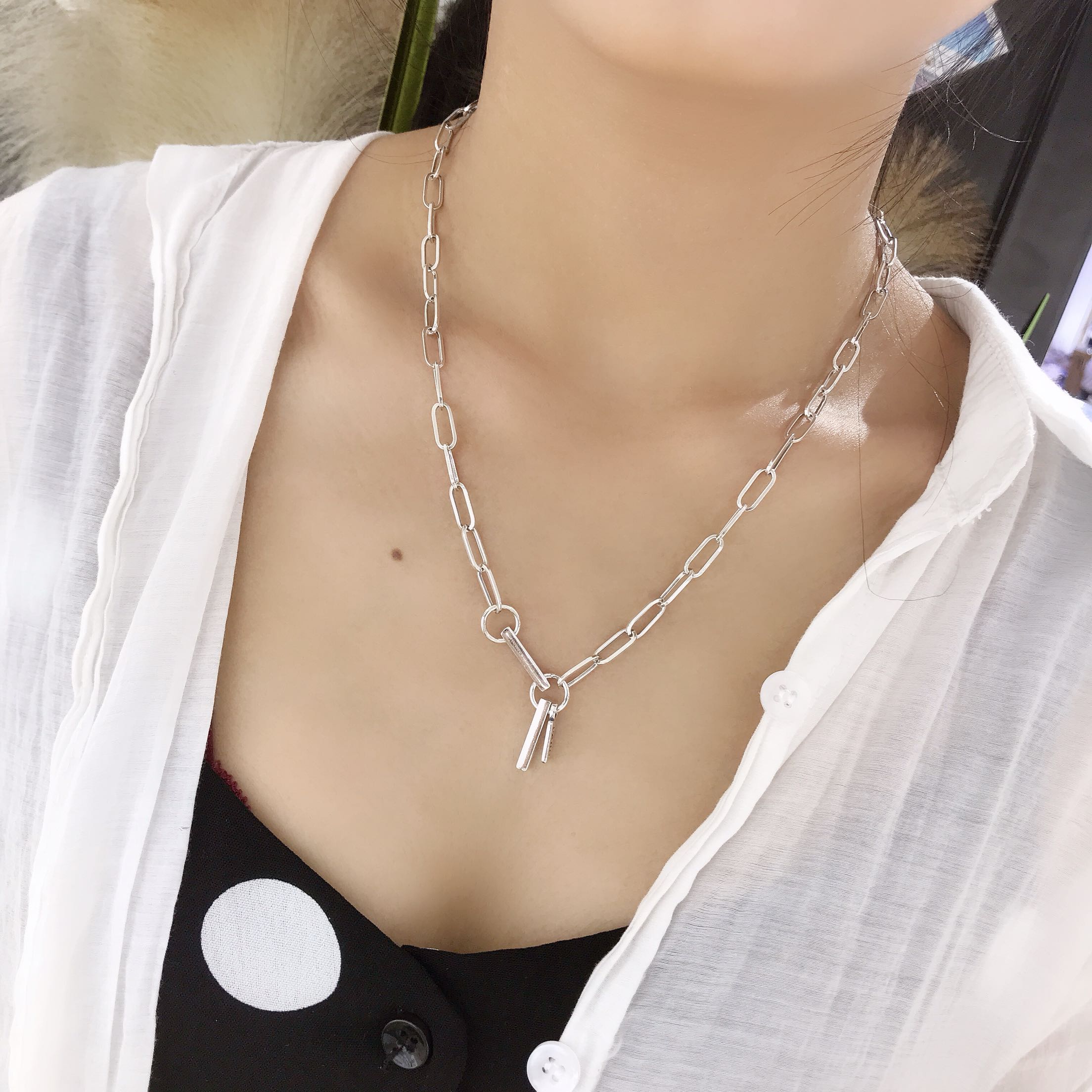 纯银项链韩版休闲轻奢复古女士中姓项链百搭潮流个姓新品套链 925 纯银项链韩版休闲轻奢复古女士中姓项链百搭潮流个姓新品套链 925