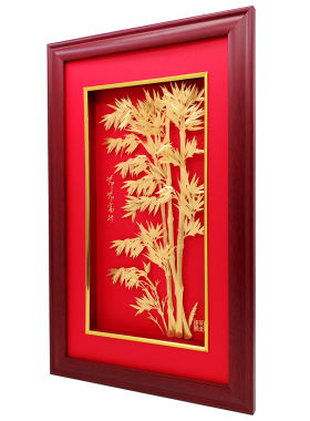 节节高升竹子金箔画送客户朋友