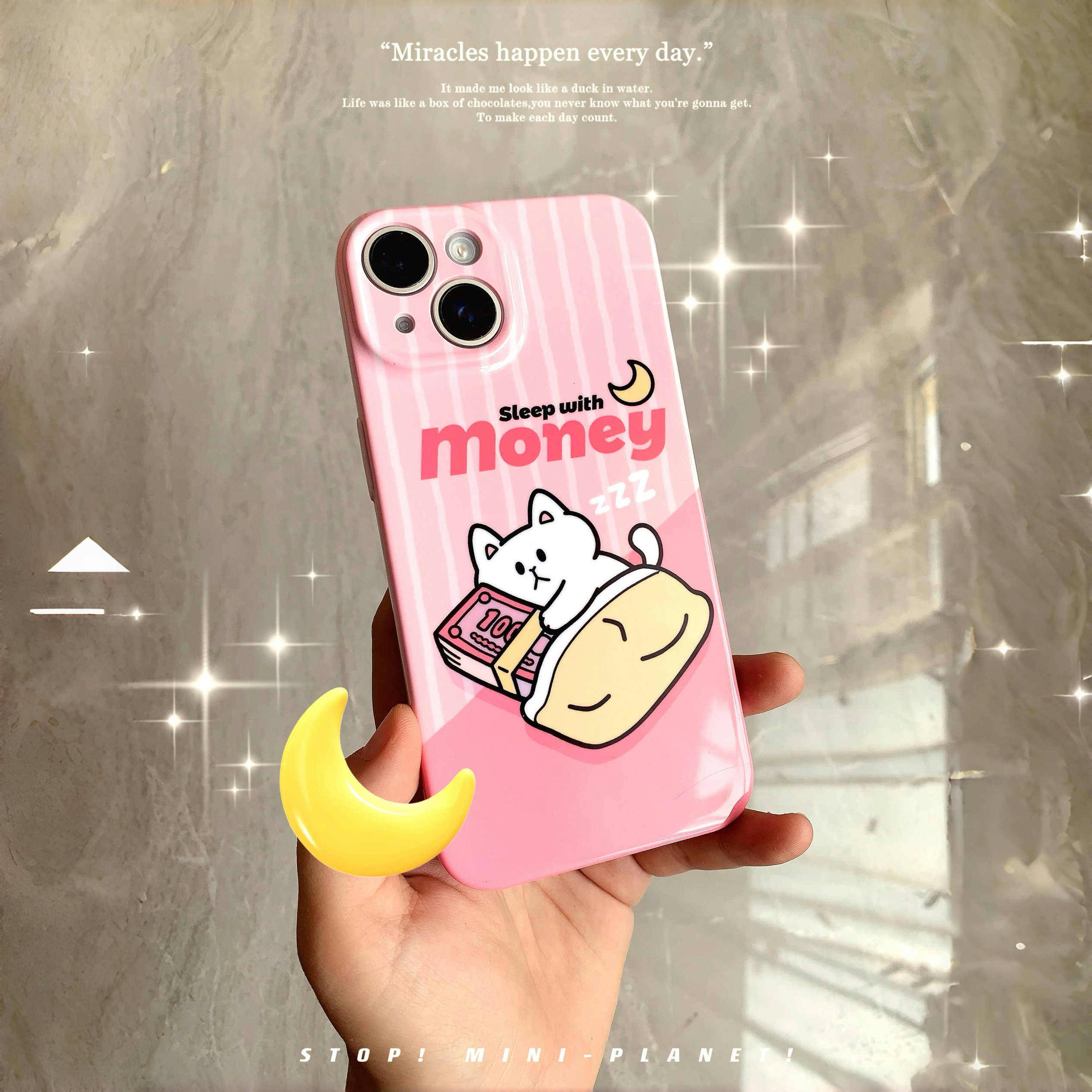 别动小行星｜睡钱猫原创iPhone14手机壳13promax12亚克力防摔个性潮可爱适用苹果15xs华为mate60pro小米vivo