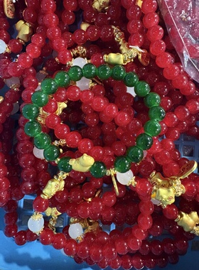 2026马年新年本命年招财手链绿玛瑙手串玉石手串玛瑙饰品手链女款