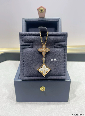 欧美十字花双面天然白贝母项链女锁骨链高级感小众玫瑰金保色持久