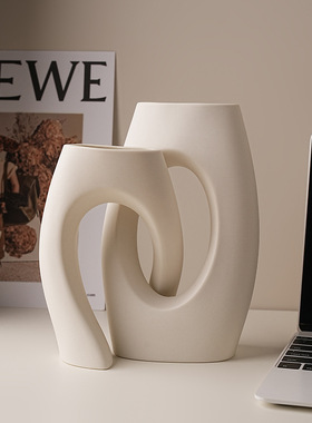 ins风白色陶瓷艺术花瓶摆件