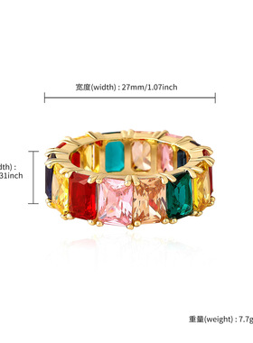 圆形锆石女款嘻哈4mm戒指temu真