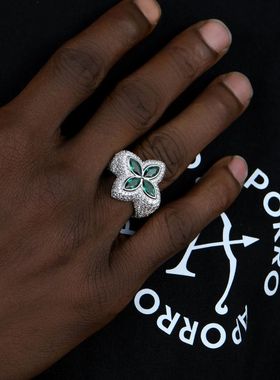 欧美花朵造型戒指TEMU男士嘻哈微