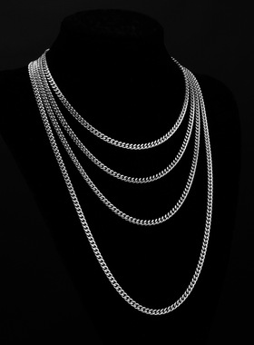 欧美嘻哈35MM六面磨不锈钢古巴链