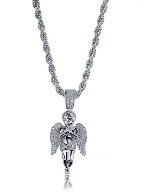 欧美热卖双手合十天使吊坠镀金