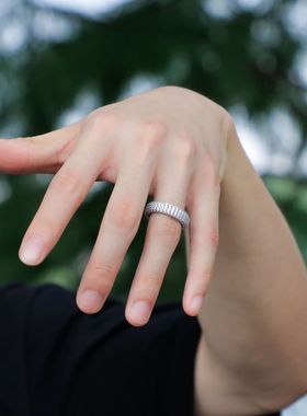 925银微镶满锆石戒指银饰品hiph