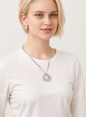 创意花麻花十字架微镶铜锆石项链