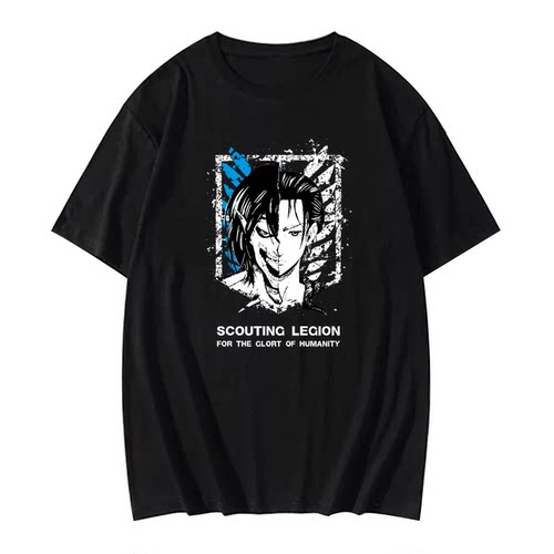 进击的巨人衣服动漫周边自由之翼艾伦巨人潮流日系二次元短袖t恤 - 图0