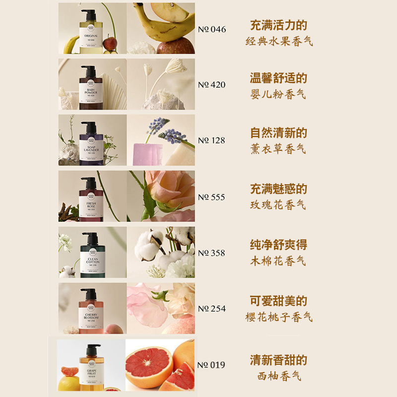 韩国爱茉莉/happybath沐浴露水果樱花薰衣草西柚洗澡留香保湿学生 - 图0