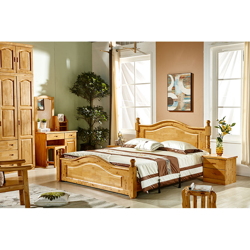 柏木床双人床多功能床头北欧民宿婚床特价架子床组合实木床全实木 - 图1