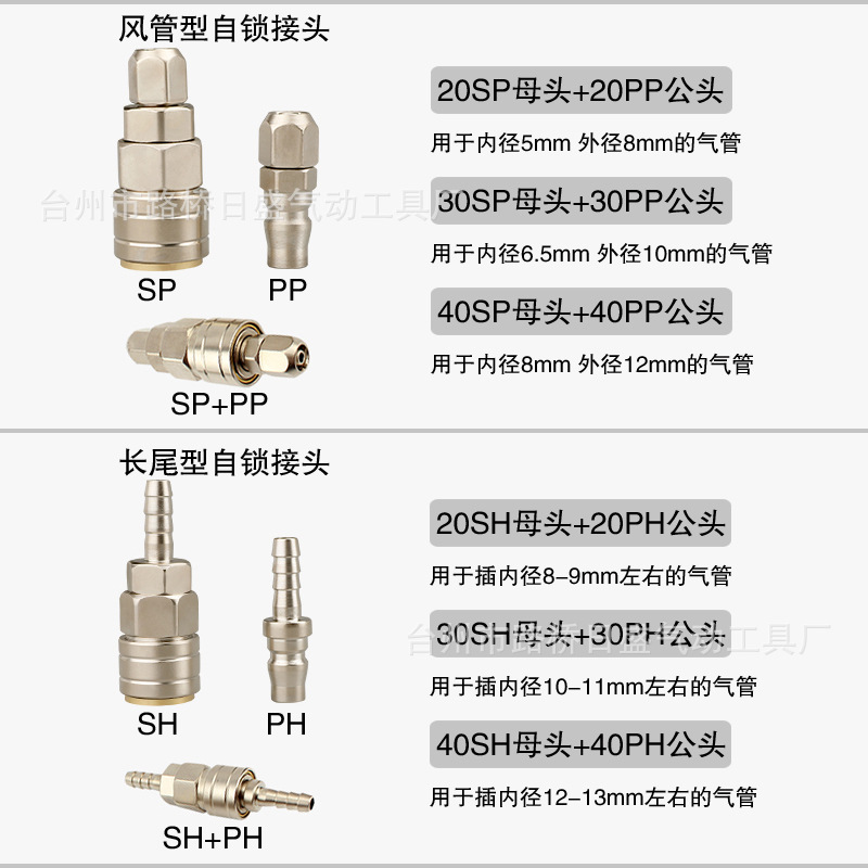 钢珍珠镍自锁C式气动快速接头单手插风管型40SP+40PP插外径12PU管-图0