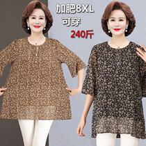 Fat mom Summer short sleeve T-shirt extra-large size Slim Loose and Aged Lady Temperament Snowspinning 4