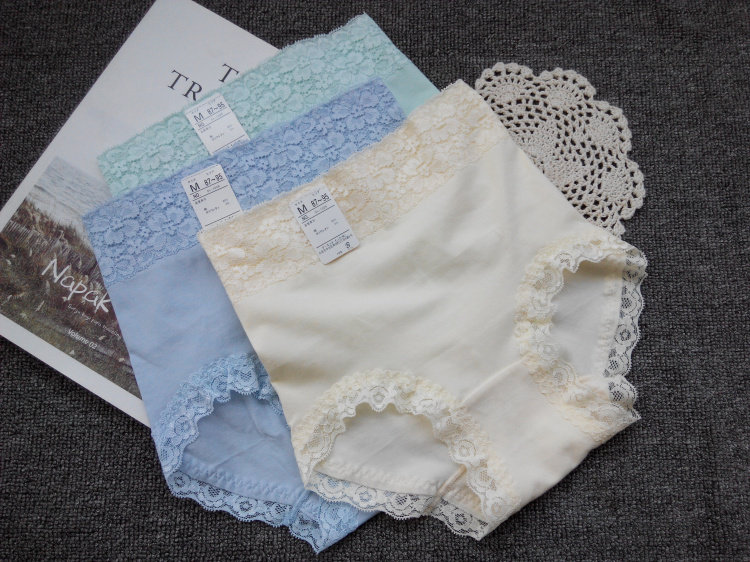 日系女士纯棉高腰收腹内裤提臀包臀无痕蕾丝全棉白色三角大码胖mm,淘宝优惠券,粉丝福利购,淘宝优惠卷