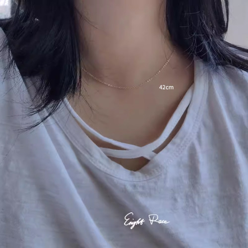 可水洗！14K包金极细项链女裸链简约S925纯银短锁骨链choker颈链 - 图0