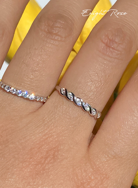 925银麻花锆石扭花戒指排钻戒指