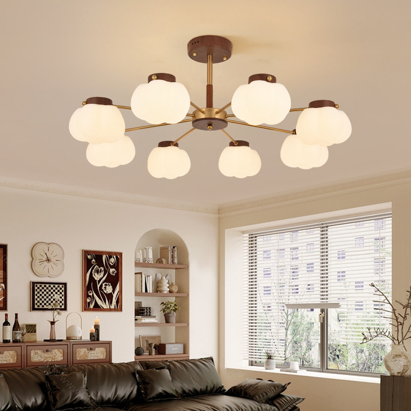 客厅灯北欧复古奶油吊灯实木艺中古风餐厅灯具2025新款棉花卧室灯,淘宝优惠券,粉丝福利购,淘宝优惠卷