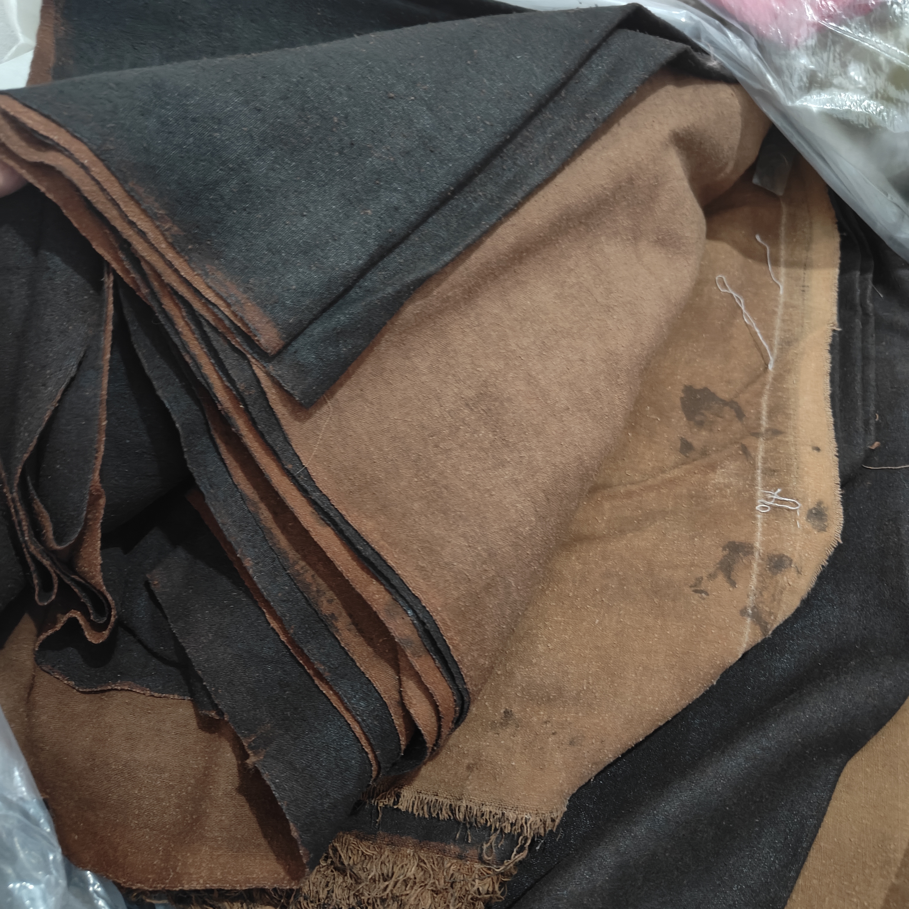 重磅50姆米柞蚕丝老料香云纱布料 原咖色疙瘩绸真丝 古法过泥面料 - 图2