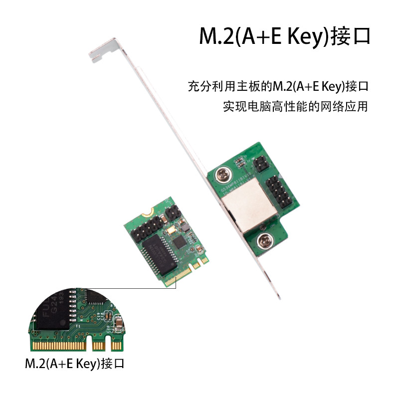 乐扩 M.2(KEY A+E)转有线千兆网卡 RJ45接口 1000M以太网络适配器 M2无线网卡槽WIFI转有线网卡 8111H芯片 - 图0