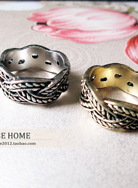 韩国欧美风麻花情侣戒指环