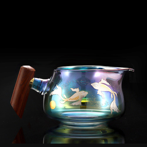 木把玻璃公道杯侧把公杯分茶器加厚茶海耐高温功夫茶具 - 图0