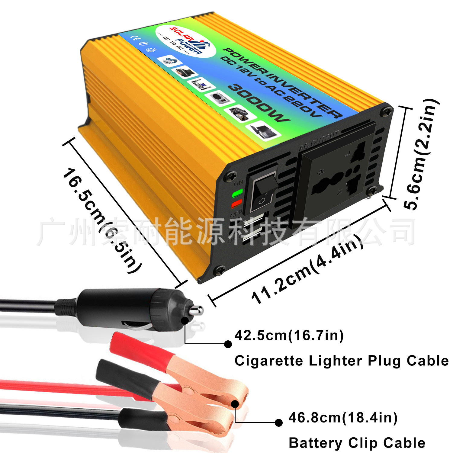 车载逆变器300W 12V转110V220V双USB 跨境电商car power inverter - 图2